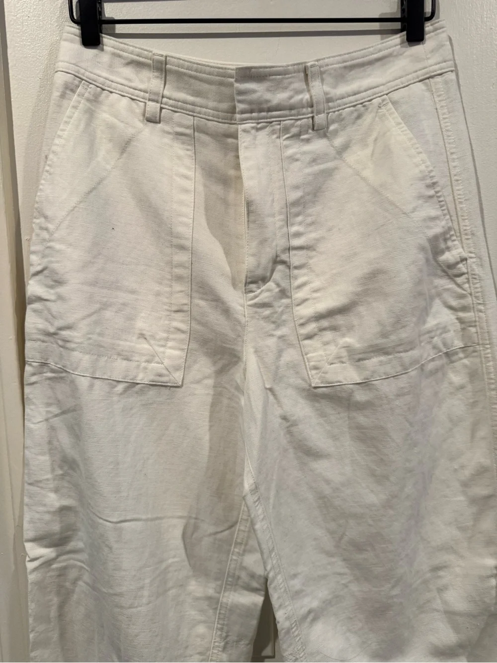 NWT Banana Republic Mya Cotton-Linen Cargo Iced Vanilla Ivory Pants Size 6 long